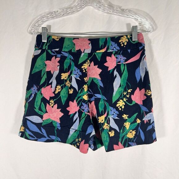 J. Crew Short Women's 6 Blue Pink Floral Side Zip Pockets 100% Cotton - Picture 5 of 7